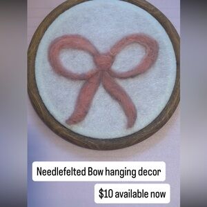Handmade Felt Pink Bow Wall Art